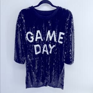 Fully sequined GAME DAY crewneck 3/4 sleeve oversized T-shirt dress